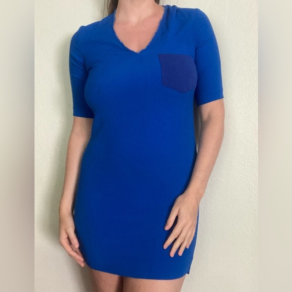 Sandro Blue V-Neck Mini Dress Size 1 (US 4) - Picture 1 of 9